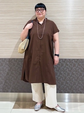 「Green　Parks（グリーンパークス）の超冷感スウェットイージーパンツ（その他パンツ、ホワイト系）」を使った、Green Parks officialさん（レディース・160cm）の春コーディネート