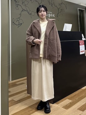 「アイテム（ピーコート）」を使った、Green Parks officialさん（レディース・161cm）の冬コーディネート