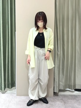 「Green　Parks（グリーンパークス）のソフトビットローファー（ローファー、ブラック系）」を使った、Green Parks officialさん（レディース・159cm）の春コーディネート