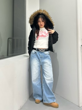 「アイテム（ナイロンジャケット）」を使った、YÜMEさん（レディース・160cm）の冬コーディネート