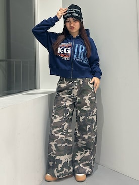 「アイテム（カーゴパンツ）」を使った、YÜMEさん（レディース・160cm・20代）の冬コーディネート