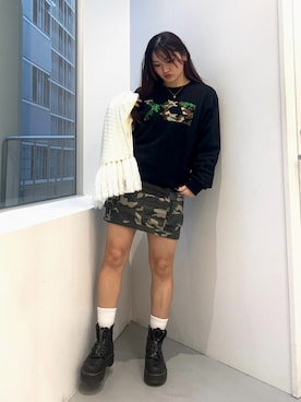 「アイテム（ソックス/靴下）」を使った、YÜMEさん（レディース・160cm）の秋コーディネート