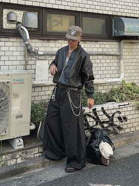 「アイテム（ボストンバッグ）」を使った、daaagrmさん（メンズ・175cm）の秋コーディネート