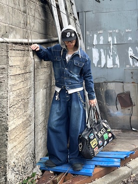 「アイテム（ボストンバッグ）」を使った、daaagrmさん（メンズ・175cm）の冬コーディネート