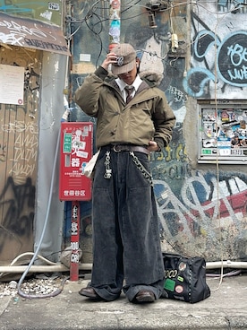 「アイテム（ボストンバッグ）」を使った、daaagrmさん（メンズ・175cm）の秋コーディネート