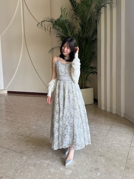 「RANDA（ランダ）のフラワーチュールキャミワンピース（ワンピース、ブルー系）」を使った、RANDAさん（レディース・162cm）の夏コーディネート