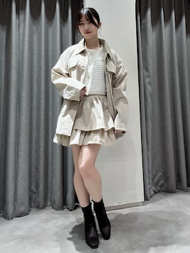 「アイテム（テーラードジャケット、ホワイト系）」を使った、hinanoさん（レディース・160cm）の秋コーディネート