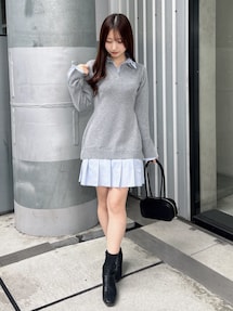 POLO BCSコラボ】シャツレイヤードニットミニワンピース ※BEIGE WEB