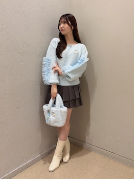 「dazzlin（ダズリン）のコンパクトショートブーツ（その他シューズ、ホワイト系）」を使った、hinanoさん（レディース・160cm）の秋コーディネート