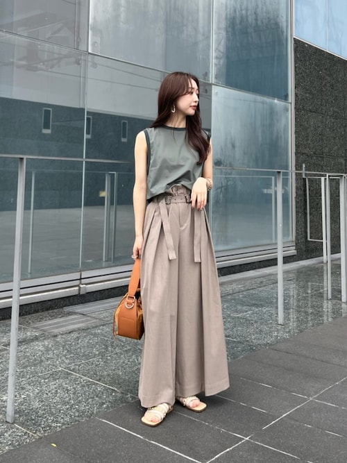 パンツ Peate WHBM_Belted Wide Leg
