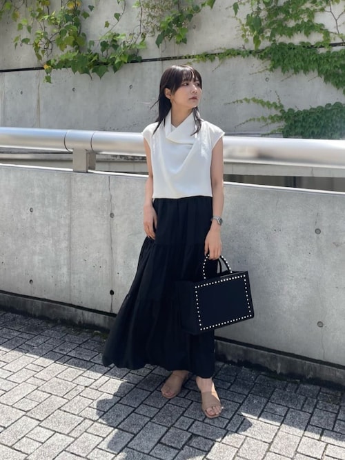 theredthread S ring balloon skirt スカート　黒 ギフト】 THEREDTHREAD】S strap balloon skirt スカート - スカート