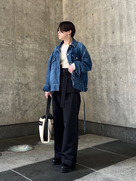 「アイテム（デニムジャケット）」を使った、DRESSLAVE STAFFさん（レディース・150cm）の春コーディネート