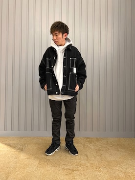 「AVIREX（アヴィレックス）のアイテム（カバーオール）」を使った、K.Kazさん（メンズ・170cm）の冬コーディネート