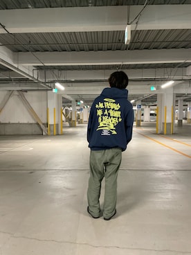 「AVIREX（アヴィレックス）の《直営店限定》TAGGING NEWYORK PARKA / タギング ニューヨーク パーカー / AVIREX / アヴィレックス（Hoodies、ブルー系）」を使った、K.Kazさん（メンズ・170cm）の冬コーディネート
