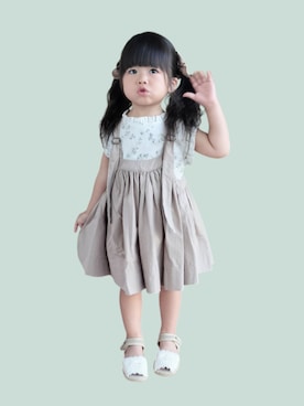 「mon petit bebeの2703yen（シャツ/ブラウス）」を使った、kana♡さん（キッズ・90cm）の秋コーディネート