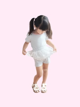 「しまむら（シマムラ）の1089yen（Tシャツ/カットソー、ブルー系）」を使った、kana♡さん（キッズ・100cm）の秋コーディネート
