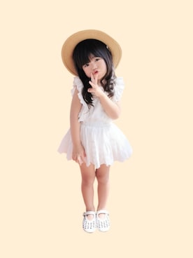 「AILES CRAの8000yen（セットアップ、ホワイト系）」を使った、kana♡さん（キッズ・100cm）の秋コーディネート