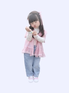 「アイテム（ヘアアクセサリー）」を使った、kana♡さん（キッズ・100cm）の春コーディネート