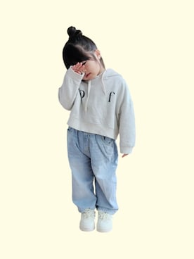 「O'ahuの1050yen（パーカー、グレー系）」を使った、kana♡さん（キッズ・100cm）の春コーディネート