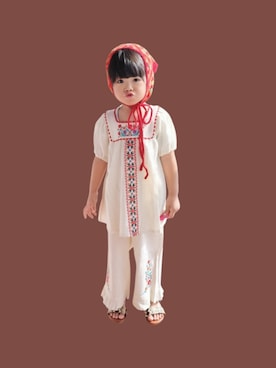「SHEINの846yen（サンダル、その他）」を使った、kana♡さん（キッズ・100cm）の秋コーディネート