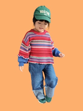 「アイテム（キャップ）」を使った、kana♡さん（キッズ・90cm）の冬コーディネート