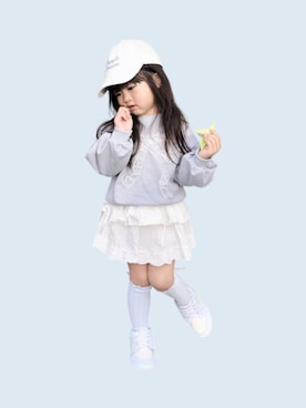 「Birthday（バースデイ）の1639yen（スウェット、ブルー系）」を使った、kana♡さん（キッズ・100cm）の春コーディネート