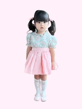 「アイテム（バレッタ/ヘアクリップ）」を使った、kana♡さん（キッズ・90cm）の秋コーディネート