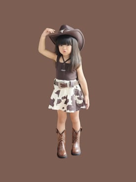 「しまむら（シマムラ）の1089yen（タンクトップ、ブラウン系）」を使った、kana♡さん（キッズ・100cm）の秋コーディネート