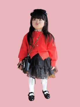 「アイテム（トップス）」を使った、kana♡さん（キッズ・90cm）の秋コーディネート