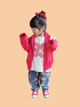 「アイテム（ジャケット/アウター）」を使った、kana♡さん（キッズ・90cm）の秋コーディネート