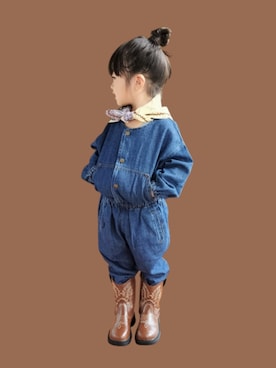 「アイテム（つなぎ/オールインワン）」を使った、kana♡さん（キッズ・90cm）の秋コーディネート