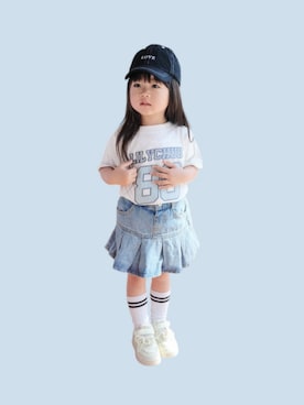 「しまむら（シマムラ）の1089yen（Tシャツ/カットソー、ホワイト系）」を使った、kana♡さん（キッズ・100cm）の夏コーディネート
