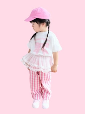 「刺繍」｜kana♡さん（キッズ・90cm）の夏コーディネート