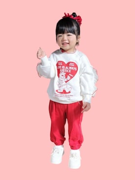 「アイテム（ヘアアクセサリー）」を使った、kana♡さん（キッズ・90cm）の冬コーディネート