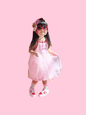 「Birthday（バースデイ）の1639yen（ワンピース、ピンク系）」を使った、kana♡さん（キッズ・100cm）の秋コーディネート