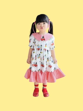 「Birthday（バースデイ）の2519yen（ワンピース、レッド系）」を使った、kana♡さん（キッズ・100cm）の夏コーディネート