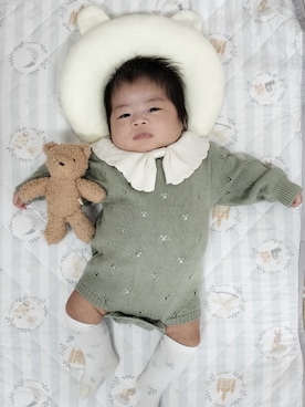 「アイテム（ママ＆ベビー、グリーン系）」を使った、kana♡さん（キッズ・60cm）の春コーディネート