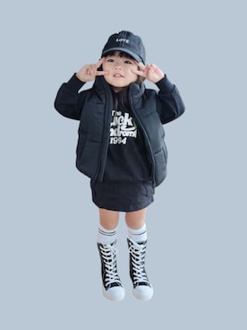 「アイテム（パーカー）」を使った、kana♡さん（キッズ・90cm）の秋コーディネート