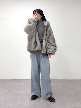 「CIAOPANIC TYPY（チャオパニックティピー）の【WEB限定】【UNISEX】2WAYリバーシブルファーフードボリュームナイロンブルゾン（MA-1）」を使った、tntun0さん（レディース・166cm）の秋コーディネート