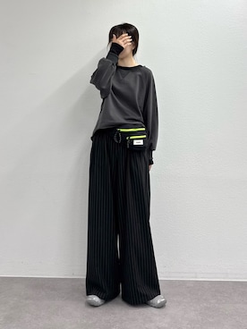 「CIAOPANIC TYPY（チャオパニックティピー）の∴シアーレイヤードライクスウェット（Tシャツ/カットソー、グレー系）」を使った、tntun0さん（レディース・166cm）の秋コーディネート