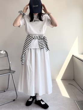 「GEVACO（ゲバコ）のアイテム（キャップ）」を使った、tntun0さん（レディース・166cm）の春コーディネート