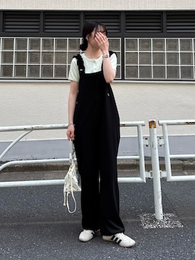「CIAOPANIC TYPY（チャオパニックティピー）の【willow】アイレット半袖スナップカーデキャミセット（Tシャツ/カットソー、グリーン系）」を使った、tntun0さん（レディース・166cm）の春コーディネート