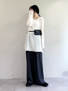 「スラックス」｜「アイテム（ワンピース/ドレス）」を使った、tntun0さん（レディース・166cm）の夏コーディネート