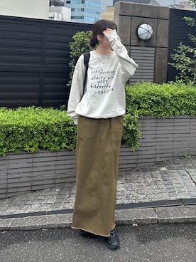 「CIAOPANIC TYPY（チャオパニックティピー）の【ZOZO限定】【UNISEX】フリーハンドメッセージスウェット（スウェット、グレー系）」を使った、tntun0さん（レディース・166cm）の秋コーディネート