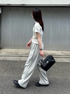 「CIAOPANIC TYPY（チャオパニックティピー）の【UNISEX】【シルエット調整可】ピグメント加工ワッフルイージーパンツ/WEB限定カラーあり（スウェットパンツ、グレー系）」を使った、tntun0さん（レディース・166cm）の夏コーディネート
