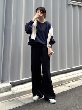 「CIAOPANIC TYPY（チャオパニックティピー）の【WEB限定】復刻！ボリュームスリーブロンTee（Tシャツ/カットソー、ブルー系）」を使った、tntun0さん（レディース・166cm）の秋コーディネート