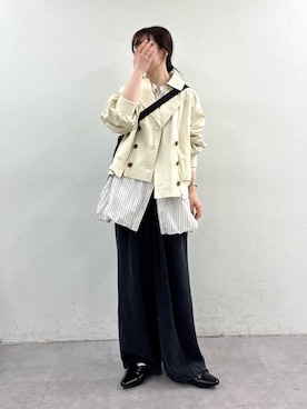 「CIAOPANIC TYPY（チャオパニックティピー）の【2WAY】ZIP切替トレンチコート（トレンチコート、ホワイト系）」を使った、tntun0さん（レディース・166cm）の春コーディネート