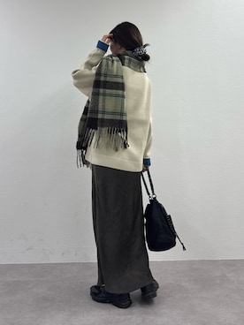 「アイテム（マフラー、グリーン系）」を使った、tntun0さん（レディース・166cm）の秋コーディネート