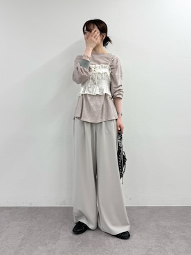 「CIAOPANIC TYPY（チャオパニックティピー）のアイテム（スラックス）」を使った、tntun0さん（レディース・166cm）の春コーディネート