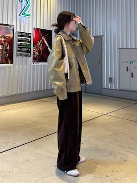 「アイテム（ライダースジャケット）」を使った、tntun0さん（レディース・166cm）の秋コーディネート